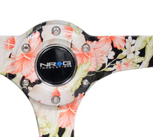 Load image into Gallery viewer, NRG Reinforced Steering Wheel (350mm / 3in. Deep) Blk Suede Floral Dipped w/ Blk Baseball Stitch - Side View