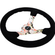 Load image into Gallery viewer, NRG Reinforced Steering Wheel (350mm / 3in. Deep) Blk Suede Floral Dipped w/ Blk Baseball Stitch - Back View