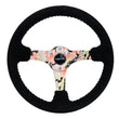 Load image into Gallery viewer, NRG Reinforced Steering Wheel (350mm / 3in. Deep) Blk Suede Floral Dipped w/ Blk Baseball Stitch - Installation View