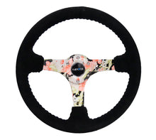 Load image into Gallery viewer, NRG Reinforced Steering Wheel (350mm / 3in. Deep) Blk Suede Floral Dipped w/ Blk Baseball Stitch - Installation View