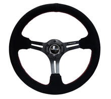 Load image into Gallery viewer, NRG Reinforced Steering Wheel (350mm / 3in. Deep) Blk Suede w/Red Stitching &amp; 5mm Spokes w/Slits - Side View