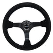 Load image into Gallery viewer, NRG Reinforced Steering Wheel (350mm / 3in. Deep) Blk Suede/Blk Bball Stitch w/5mm Matte Black Spoke - Additional View 5