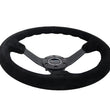 Load image into Gallery viewer, NRG Reinforced Steering Wheel (350mm / 3in. Deep) Blk Suede/Blk Bball Stitch w/5mm Matte Black Spoke - Additional View 6