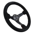 Load image into Gallery viewer, NRG Reinforced Steering Wheel (350mm / 3in. Deep) Blk Suede/Red BBall Stitch w/5mm Matte Blk Spokes - Additional View 5