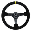 Load image into Gallery viewer, NRG Reinforced Steering Wheel (350mm / 3in. Deep) Blk Suede/X-Stitch w/5mm Blk Spoke &amp; Yellow CM - Main Product View