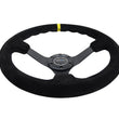 Load image into Gallery viewer, NRG Reinforced Steering Wheel (350mm / 3in. Deep) Blk Suede/X-Stitch w/5mm Blk Spoke &amp; Yellow CM - Back View