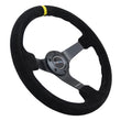 Load image into Gallery viewer, NRG Reinforced Steering Wheel (350mm / 3in. Deep) Blk Suede/X-Stitch w/5mm Blk Spoke &amp; Yellow CM - Installation View