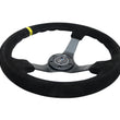 Load image into Gallery viewer, NRG Reinforced Steering Wheel (350mm / 3in. Deep) Blk Suede/X-Stitch w/5mm Blk Spoke &amp; Yellow CM - Additional View 5