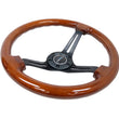 Load image into Gallery viewer, NRG Reinforced Steering Wheel (350mm / 3in. Deep) Brown Wood w/Blk Matte Spoke/Black Center Mark - Detail View