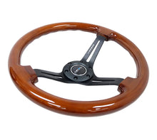 Load image into Gallery viewer, NRG Reinforced Steering Wheel (350mm / 3in. Deep) Brown Wood w/Blk Matte Spoke/Black Center Mark - Detail View