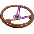Load image into Gallery viewer, NRG Reinforced Steering Wheel (350mm / 3in. Deep) Brown Wood w/Blk Matte Spoke/Neochrome Center Mark - Side View