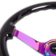 Load image into Gallery viewer, NRG Reinforced Steering Wheel (350mm / 3in. Deep) Classic Blk Sparkle w/4mm Neochrome 3-Spoke Center - Main Product View