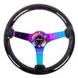 Load image into Gallery viewer, NRG Reinforced Steering Wheel (350mm / 3in. Deep) Classic Blk Sparkle w/4mm Neochrome 3-Spoke Center - Side View