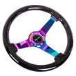 Load image into Gallery viewer, NRG Reinforced Steering Wheel (350mm / 3in. Deep) Classic Blk Sparkle w/4mm Neochrome 3-Spoke Center - Detail View