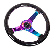 Load image into Gallery viewer, NRG Reinforced Steering Wheel (350mm / 3in. Deep) Classic Blk Sparkle w/4mm Neochrome 3-Spoke Center - Detail View