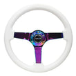 Load image into Gallery viewer, NRG Reinforced Steering Wheel (350mm / 3in. Deep) Classic White w/4mm Neochrome Solid 3-Spoke