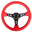 Load image into Gallery viewer, NRG Reinforced Steering Wheel (350mm / 3in. Deep) Red Leather/Blk Stitch w/Blk Spokes (Hole Cutouts)