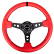 Load image into Gallery viewer, NRG Reinforced Steering Wheel (350mm / 3in. Deep) Red Suede w/Blk Circle Cutout Spokes - Side View