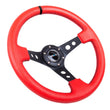 Load image into Gallery viewer, NRG Reinforced Steering Wheel (350mm / 3in. Deep) Red Suede w/Blk Circle Cutout Spokes - Back View