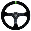 Load image into Gallery viewer, NRG Reinforced Steering Wheel 350mm/3in. Deep Blk Suede/ Neon Green Stitch w/5mm Matte Black Spoke - Installation View