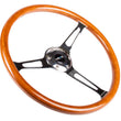 Load image into Gallery viewer, NRG Reinforced Steering Wheel (360mm) Classic Wood Grain w/Chrome Cutout 3-Spoke Center - Main Product View