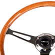 Load image into Gallery viewer, NRG Reinforced Steering Wheel (360mm) Classic Wood Grain w/Chrome Cutout 3-Spoke Center - Detail View