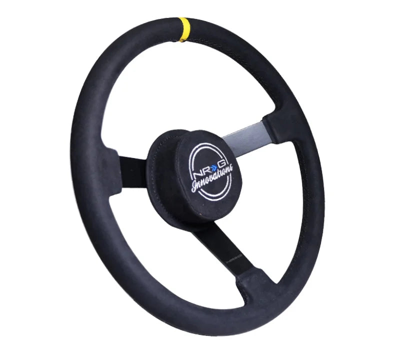 NRG Reinforced Steering Wheel (380mm) Nascar/ Alcantara 3 Spoke w/ NRG Logo/ Removable Crushed Pad - Back View