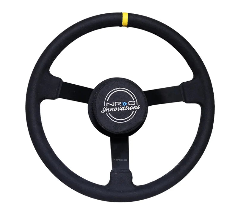 NRG Reinforced Steering Wheel (380mm) Nascar/ Alcantara 3 Spoke w/ NRG Logo/ Removable Crushed Pad - Installation View
