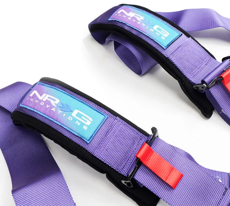 NRG SFI 16.1 5Pt 3 Inch Seat Belt Harness with Pads / Cam Lock - Purple - Side View