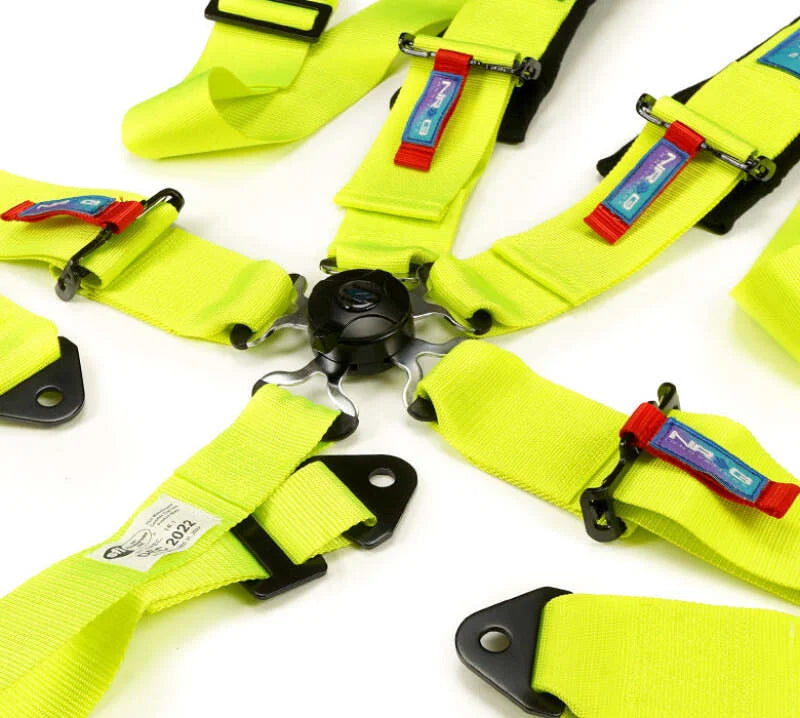 NRG SFI 16.1 5Pt 3 Inch Seat Belt Harness with Pads / Cam Lock - Neon Green - Additional View 5