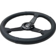 Load image into Gallery viewer, NRG Sport Steering Wheel (350mm / 1.5in Deep) Black Leather Black Stitch w/Matte Black Solid Spokes - Side View