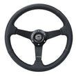 Load image into Gallery viewer, NRG Sport Steering Wheel (350mm / 1.5in Deep) Black Leather Black Stitch w/Matte Black Solid Spokes - Back View