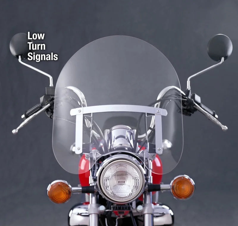 National Cycle 83-22 Harley XL/FXR/D/17-25 Hon/07+ Kaw Dakota 3 w/Low Turn Signals Windshield-Clr - Main Product View