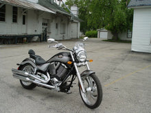 Load image into Gallery viewer, National Cycle Fits Up to 43 mm. O.D. Flyscreen-Chrome Lt. Tint - Installation View