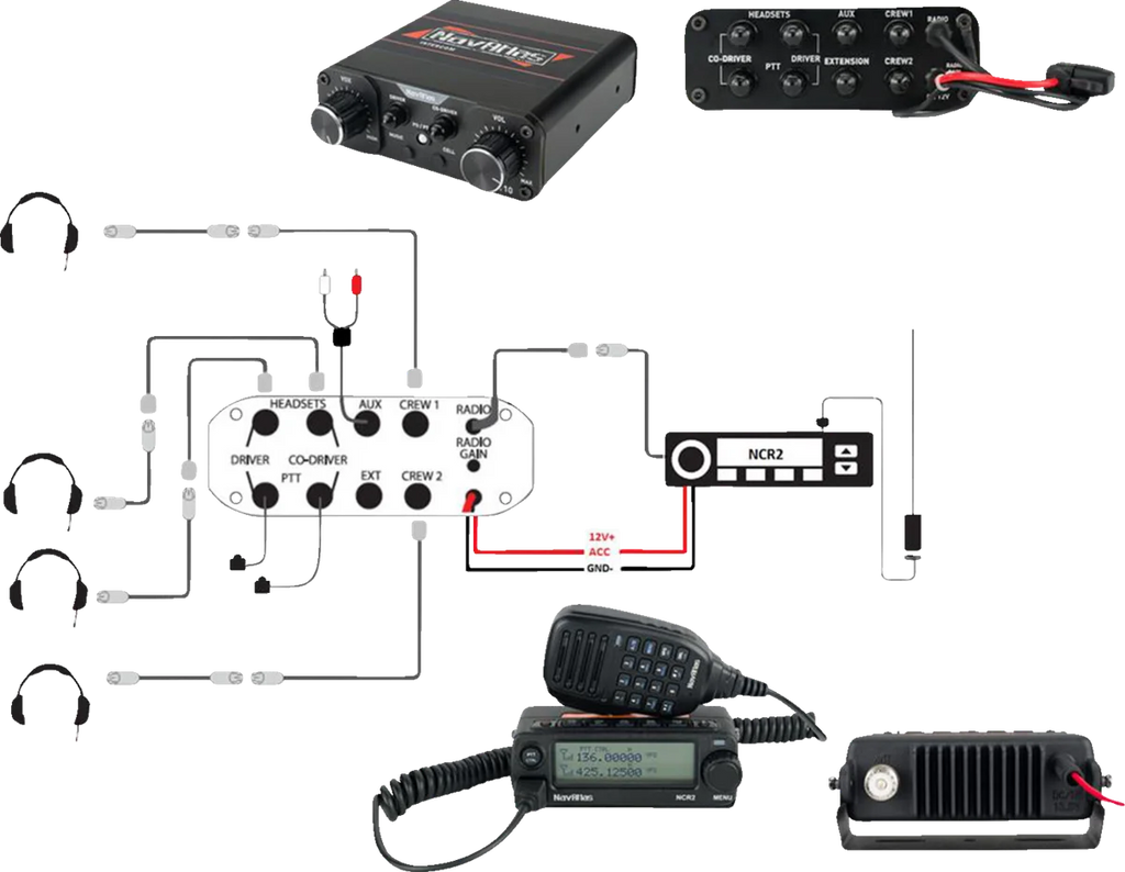 NavAtlas Intercom/Radio and Headset Kit - 4-Seat - Black NIRBHBK4 - Additional View 7