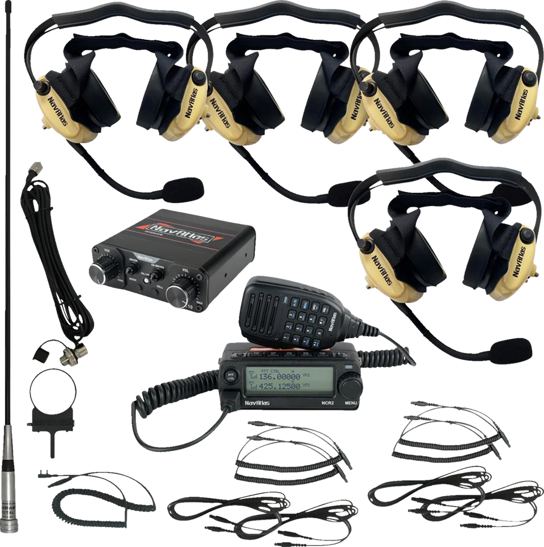NavAtlas Intercom/Radio and Headset Kit - 4-Seat - Black NIRBHBK4 - Additional View 8