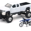 Load image into Gallery viewer, New Ray Toys Chevrolet Silverado with Yamaha Dirt Bike/ Scale - 1:32