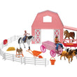 Load image into Gallery viewer, New Ray Toys Valley Ranch Set with Pink Barn, Horses, Cowgirls and Fences/ Scale 1:32