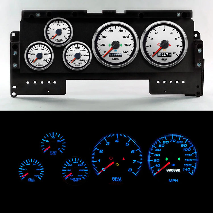 New Vintage USA Gauge Kit Ford Truck 92-96 Perf II White 92201-03