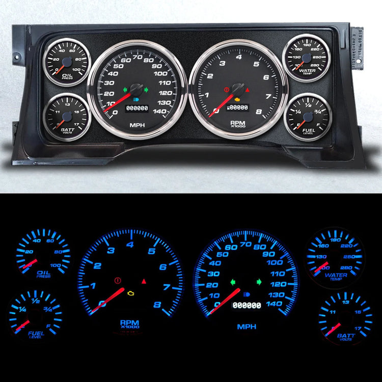New Vintage USA Gauge Kit GM Truck 95-98 Performance II Black 95102-01