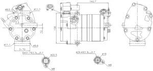 Nissens A/C Compressor fits 2016-2025 Volvo S60 / S90 / V60 / XC60 / XC90 - Side View