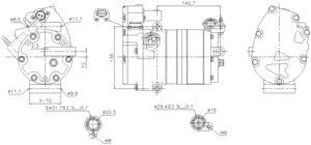 Nissens A/C Compressor fits 2016-2025 Volvo S60 / S90 / V60 / XC60 / XC90 - Side View