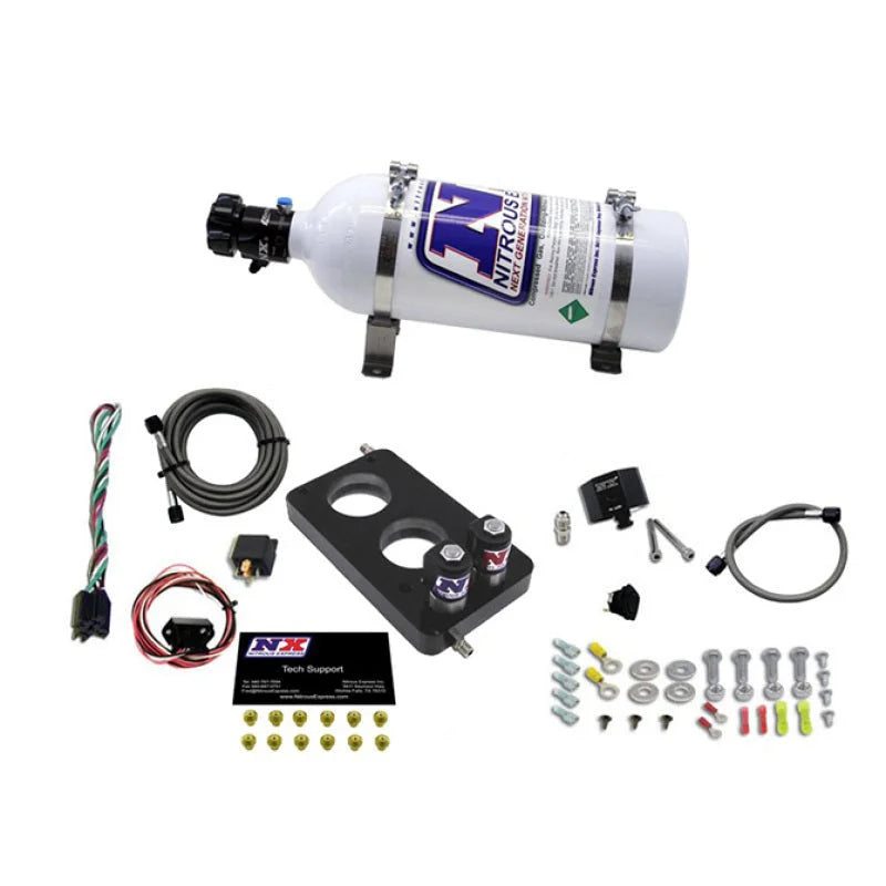 Nitrous Express 05-10 Ford Mustang 4.6L 3 Valve Nitrous Plate Kit (50-150HP) w/5lb Bottle - Side View