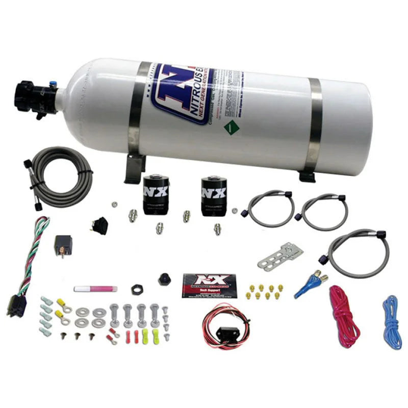 Nitrous Express 10-15 Chevrolet Camaro (5th Gen) Single Nozzle Nitrous Kit (35-150HP) w/15lb Bottle - Back View