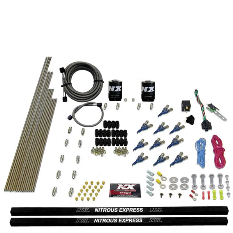 Nitrous Express 10 Cyl Piranha Nozzle Direct Port Nitrous Kit (250-500HP) w/o Bottle - Back View