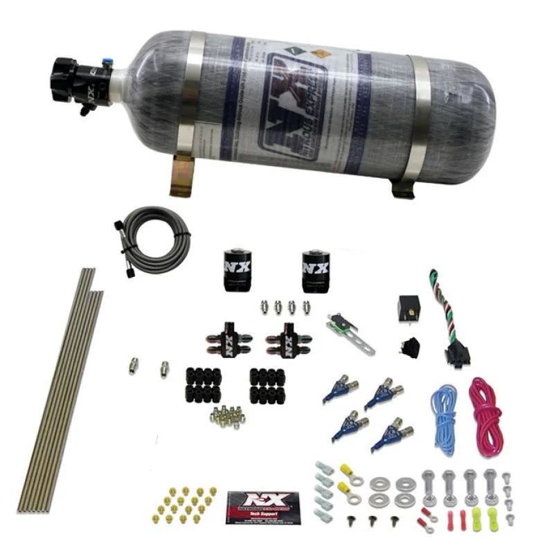 Nitrous Express 4 Cyl Gas (100-250HP) Nitrous Kit w/Composite Bottle - Side View