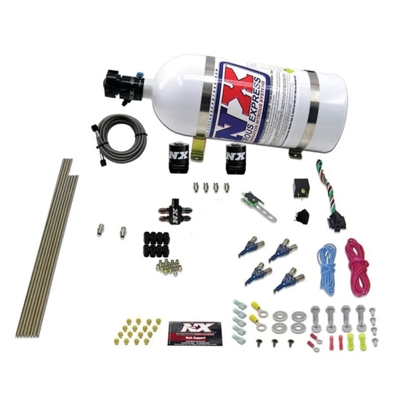 Nitrous Express 4 Cyl Gas Nitrous Kit (100-250HP) w/10lb Bottle - Side View