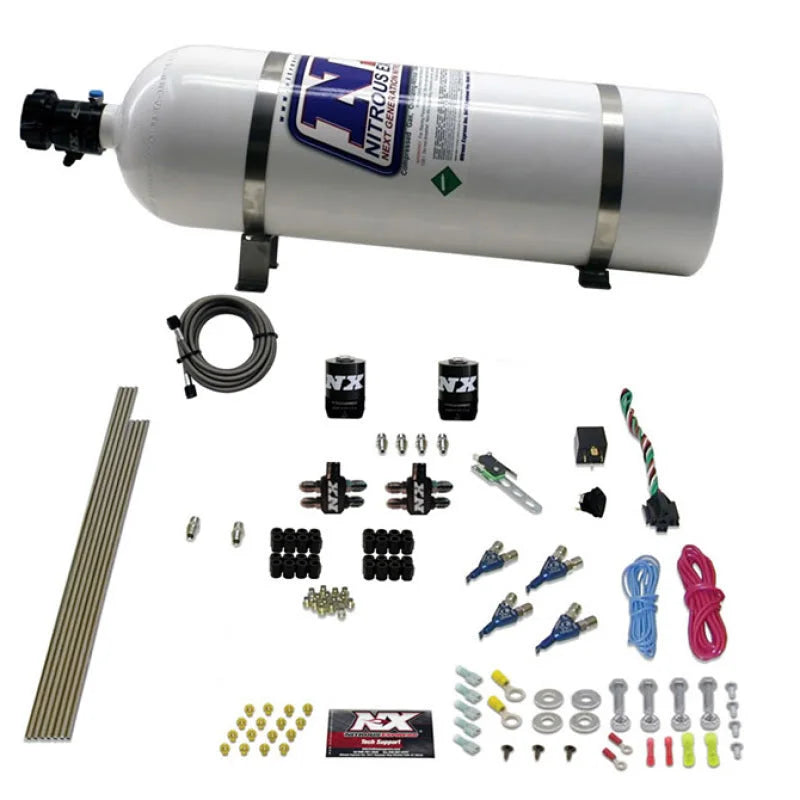 Nitrous Express 4 Cyl Gas Nitrous Kit (100-250HP) w/15lb Bottle - Back View