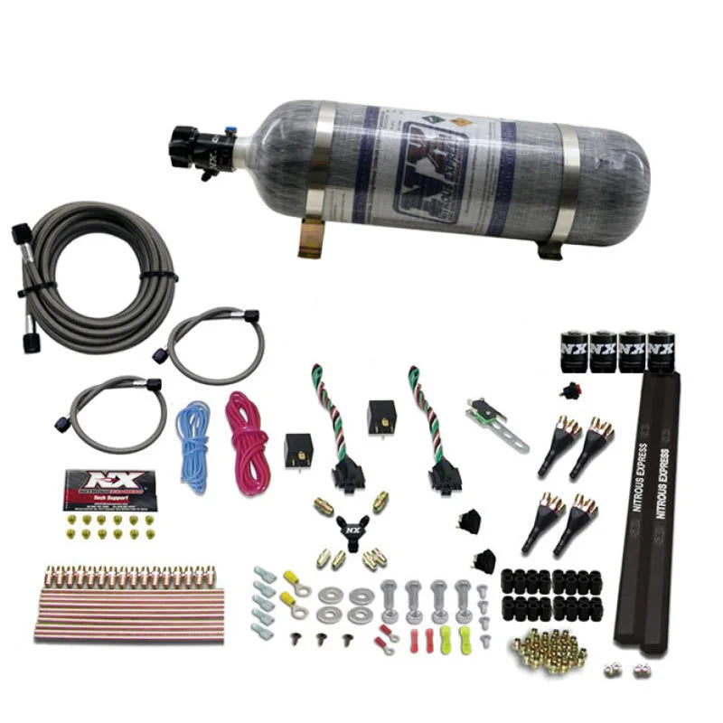 Nitrous Express 4 Cyl SX2 Nozzle Nitrous Kit (100-300HP x 2) w/Composite Bottle - Main Product View