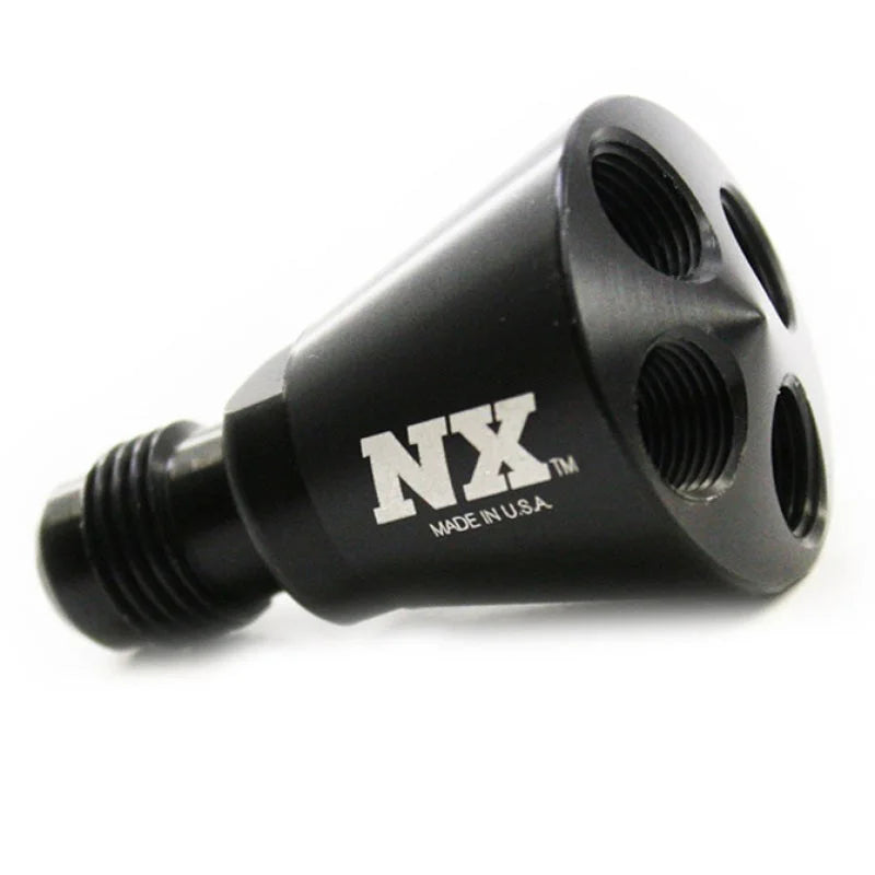 Nitrous Express 4 Port Showerhead Distribution Block w/-6 Male - Black - Main Product View